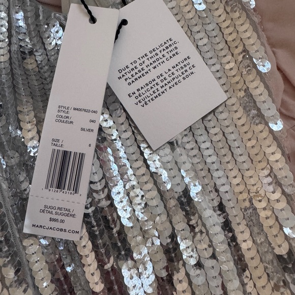 Marc Jacobs Runway NWT silver sequin dress with black detachable belt - Picture 9 of 15